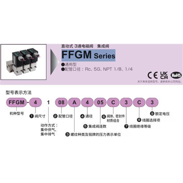 CKD喜開理多種流體直動(dòng)式3通電磁閥集成閥FFGM-3108AS02A3A1