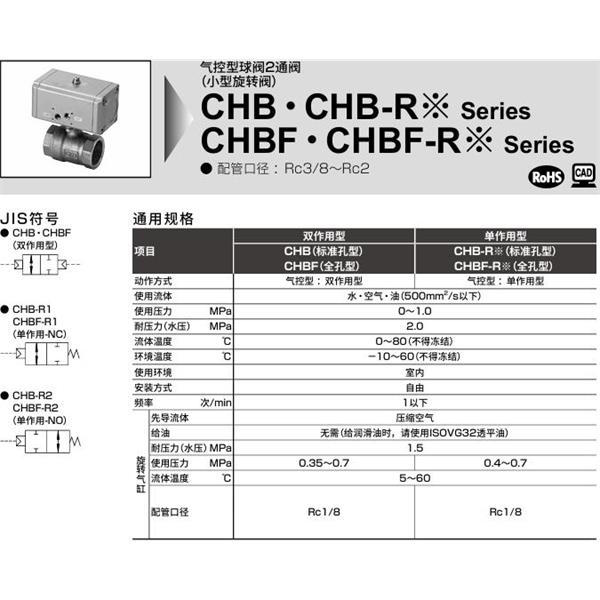 CKD喜開(kāi)理氣控式球閥2?3通閥CHB-15